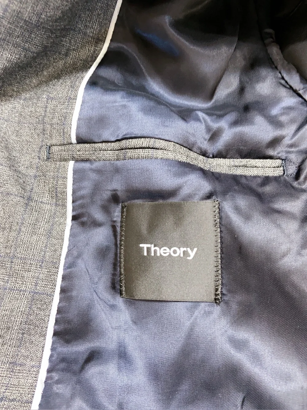 NWT $595 Theory Xylo NP Moxley Wool Plaid Blazer Blazer Jacket Charcoal 36S